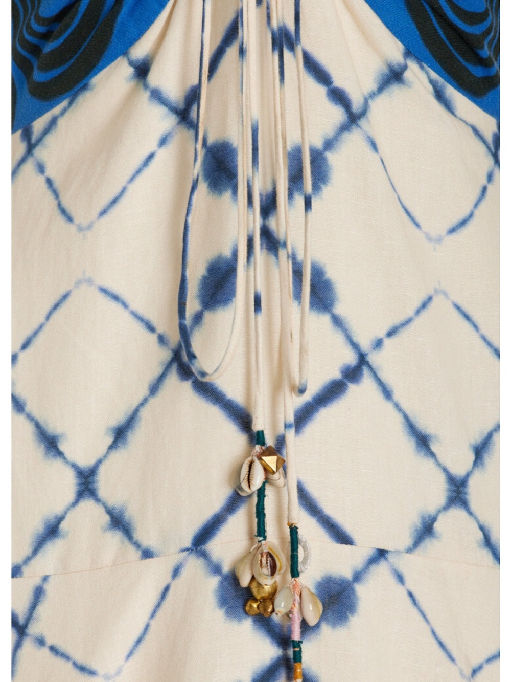 Alexis Nuri midi Cotten Linen Midi Dress Blue and Cream tye dye Moda Operandi - Picture 6 of 12